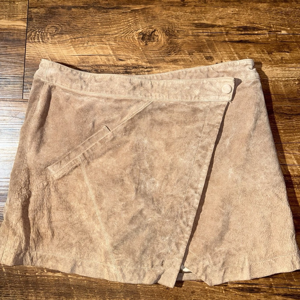 BlankNYC Tan Side Snap Crossover Leather Skirt Women's Size 30